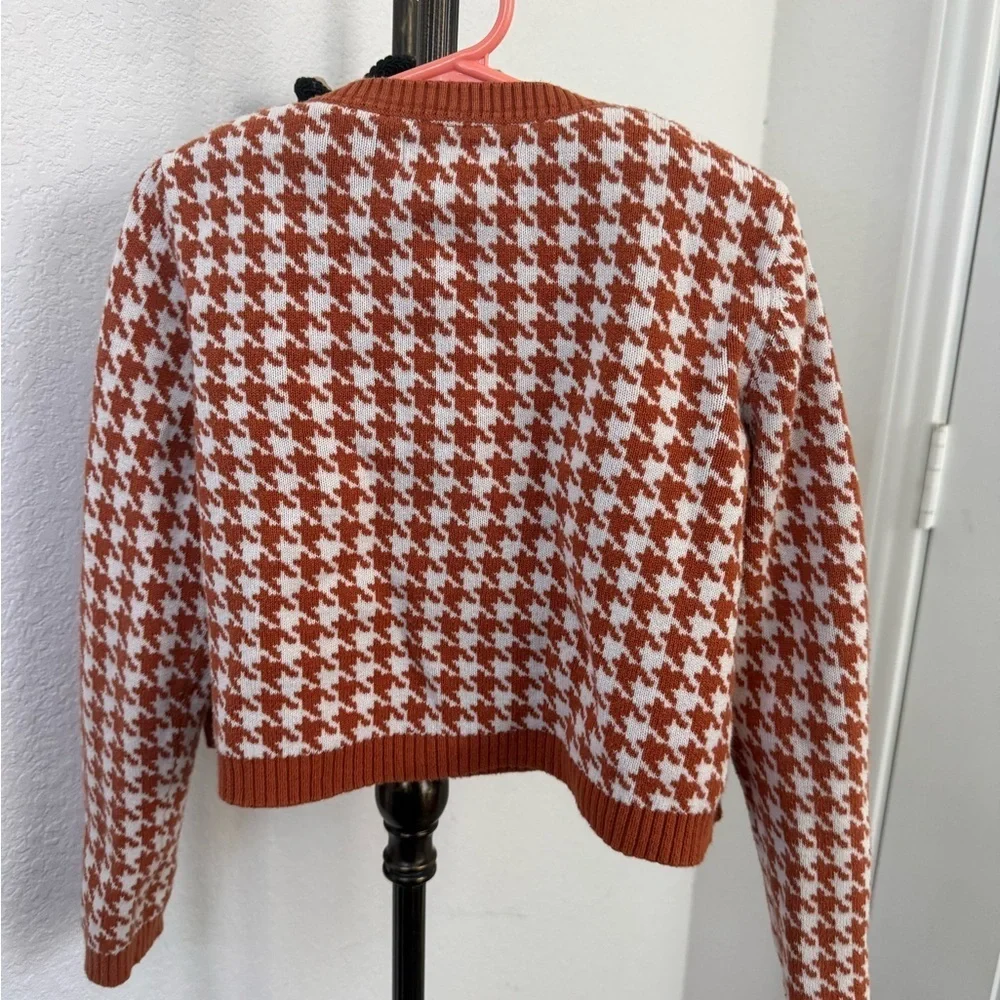 Sincerely Jules Kids Houndstooth Cardigan and Sleeveless Top Set Rust and White